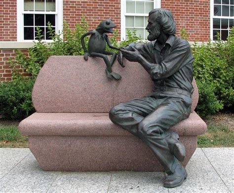 This is a statue of Kermit the Frog and Jim Henson found at the ...