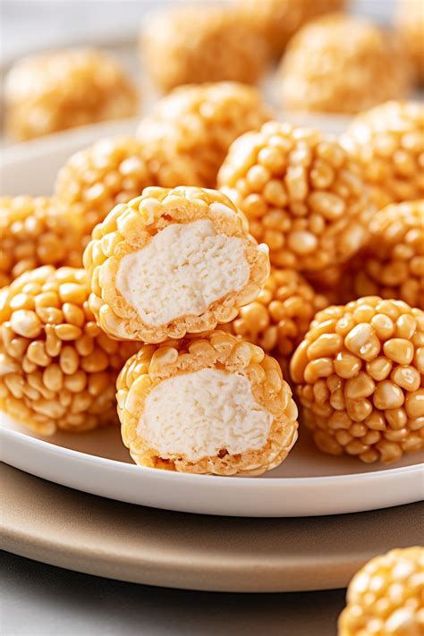 Caramel Marshmallow Rice Krispie Balls - That Oven Feelin