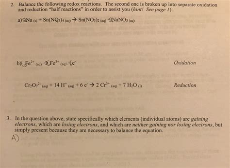 Solved Balance the following redox reactions. The second one | Chegg.com 