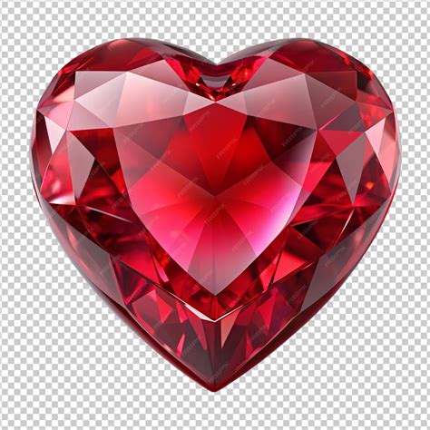 Ruby heart on isolated concept of love and romance png | Premium AI
