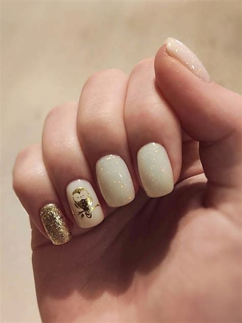 Маникюр. Опал, золото. Manicure, nails, owl, golden, bronze, opal