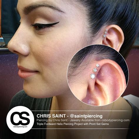 Triple Forward Helix Piercing by Chris Saint - csbodypiercing.com ...