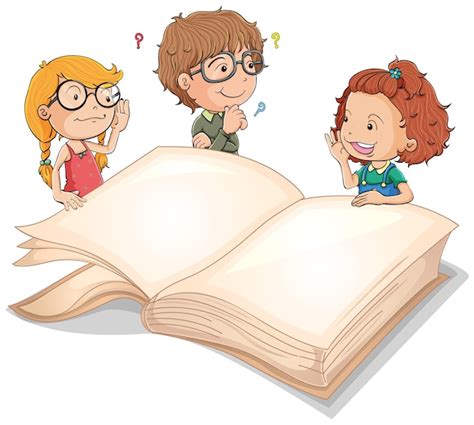 Дети и гигантская книга | Бесплатно векторы