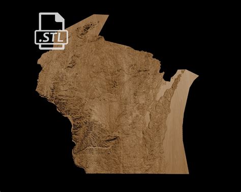 3D Topographical Map of Wisconsin 3D model 3D printable | CGTrader