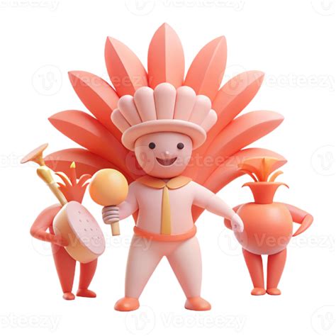 3D Cartoon Characters in Festive Attire 52564792 PNG