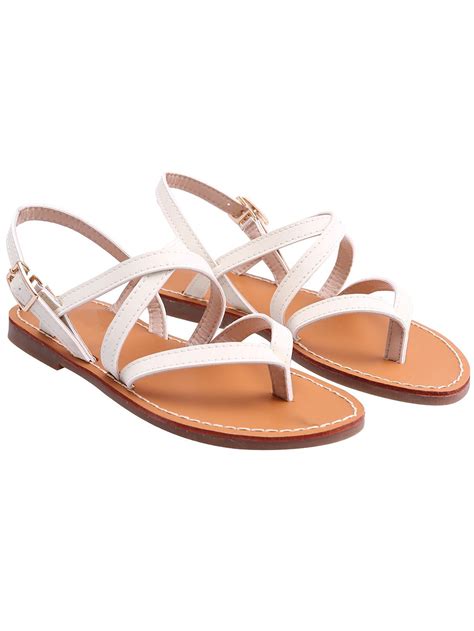 White Buckle Strap Flat Sandals | Flat sandals, Peep toe shoes flat ...