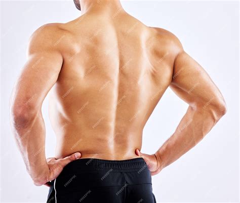 Premium Photo | Man back and fitness with muscular body from workout