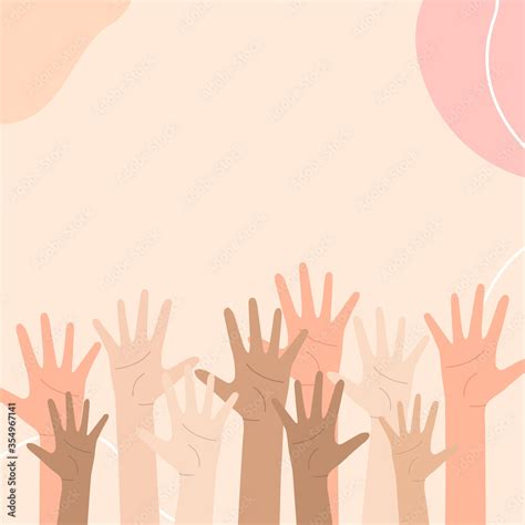 Social diversity concept, Hands up, People raising hands in the air ...