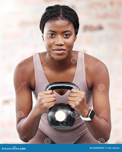 Exercise, Workout and Black Woman with Kettle Ball for Strength, Health