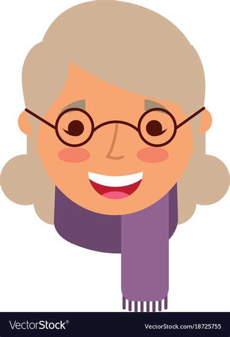 Elderly Woman Smiling Cartoon