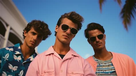 Premium AI Image | Closeup portrait of three friends in the 1980s