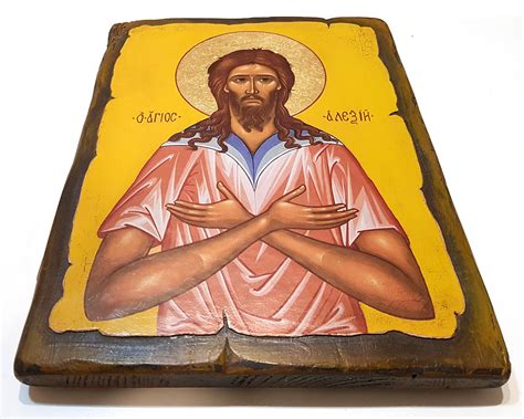 Икона Святого Алексия, человека Божьего на состаренной доске
