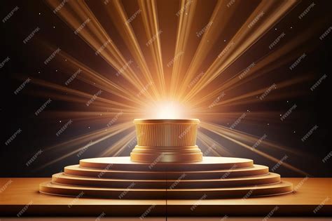 Premium Photo | Podium with a light rays and the podium.