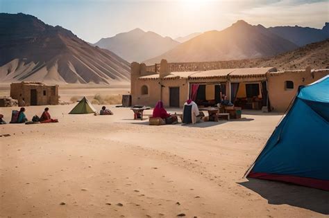 premium ai image  camp site   mountain view   background