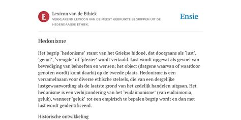 Hedonisme - de betekenis volgens Lexicon van de Ethiek