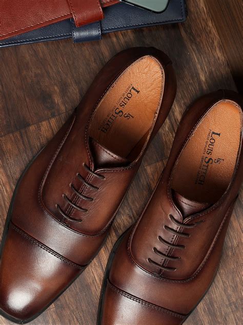 buy louis stitch men brown solid genuine italian leather formal oxfords