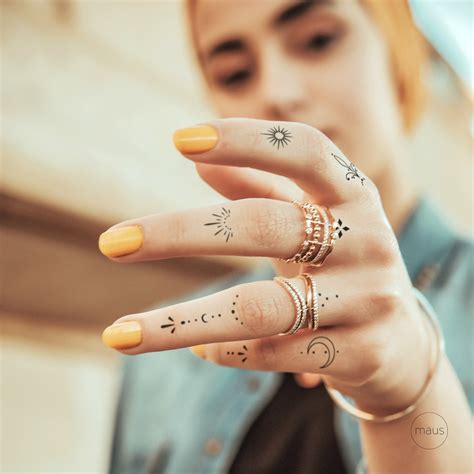 Set Finger Tattoos II Temporary Tattoo organic minimal ethno boho mini ...