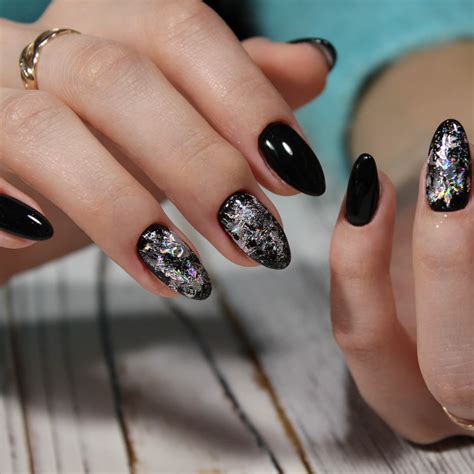chic black almond nail ideas   fashionable touch