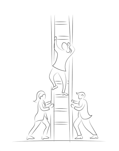 Un Dessin De Personnes Grimpant à Une échelle | Vecteur Premium