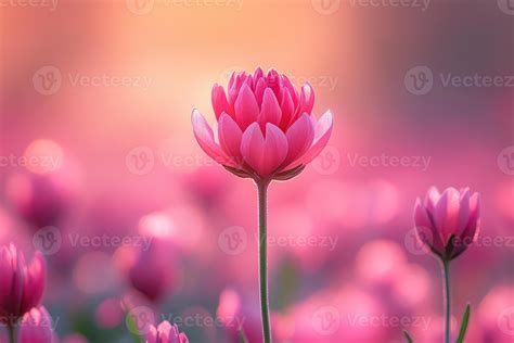 Pink Flower Blooms in Soft Sunset Light 55054607 Stock Photo at Vecteezy