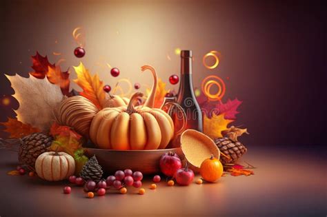 Happy Thanksgiving on Dark Background. Illustration AI Generative Stock Illustration ...