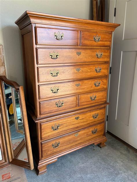 Four piece Thomasville Fisher Park pecan bedroom furniture set-$600 for