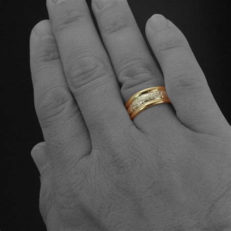 Two Tone Wedding Set His and Hers Bands Gold and Silver Floral - Etsy