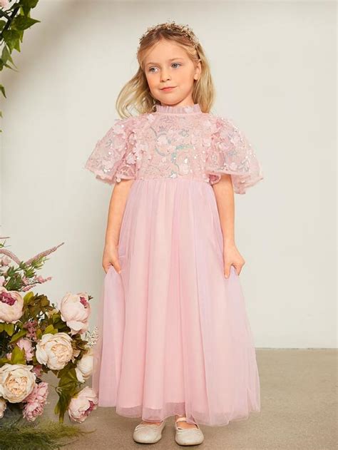 SHEIN Kids CHARMNG Toddler Girls Appliques Sequin Panel Mock Neck ...