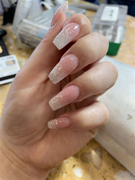 Gorgeous Glitter Pink And White Ombre Nails | The FSHN