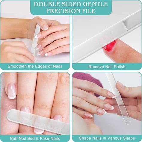Nano Glass Nail File Set with Case - 5PCS | Cuticle Pusher & Crystal