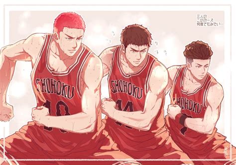 sakuragi hanamichi mitsui hisashi  miyagi ryouta slam dunk drawn