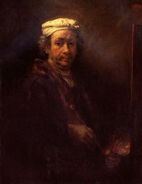 Автопортрет за мольбертом (1660) (111 х 90). Rembrandt Harmensz van ...