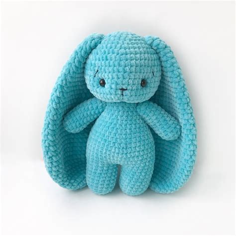 Amigurumi bunny blue cute rabbit long ears by CrochetToysBunnyCo on