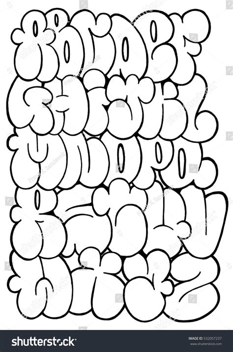 Graffiti Letters Sketch Alphabet Bubble Stock Illustration 532057237 ...