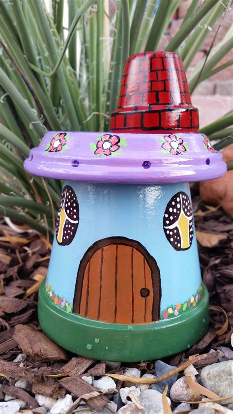 gnome garden house clay pot yard art terracotta pots garden
