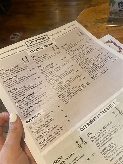 Menu at City Winery Hudson Valley restaurant, Montgomery