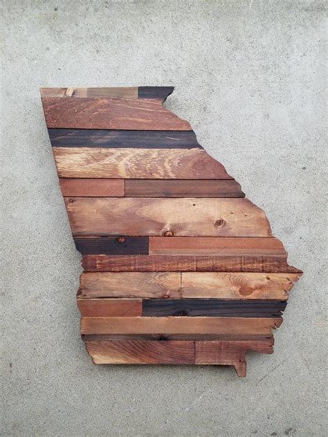 georgia rustic wood state cut  wood art sign georgia wood etsy