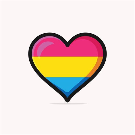 pansexual pride flag in a heart shape vector illustration 17102423