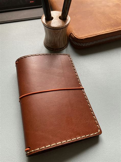 Handmade Traveler's Notebook Leather Cover - Brown - Galen Leather