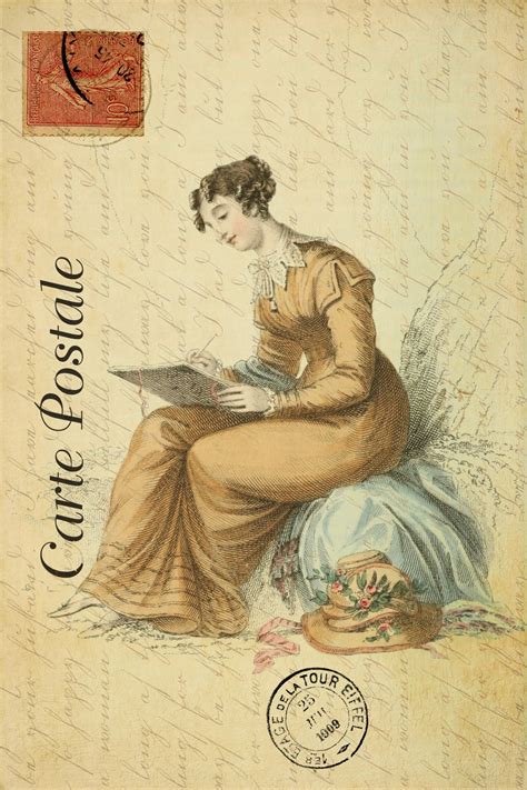 Vintage Woman French Postcard Free Stock Photo - Public Domain Pictures