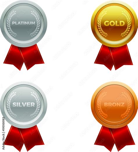 Quality medals, platinum, gold, silver and bronze Stock Vector | Adobe ...