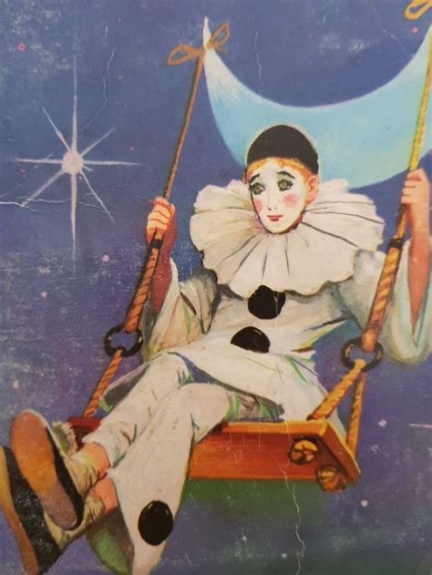 Pierrot Clown on Swing with Moon - Contemporary Art