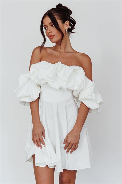Kailynn Off-Shoulder A-Line Mini Dress White | White mini dress, Mini