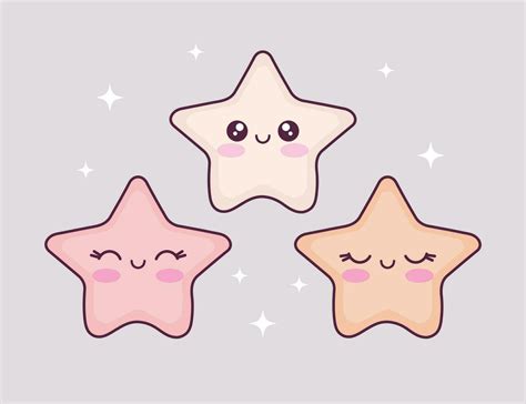 adorable hand drawn kawaii stars cute comic characters child print