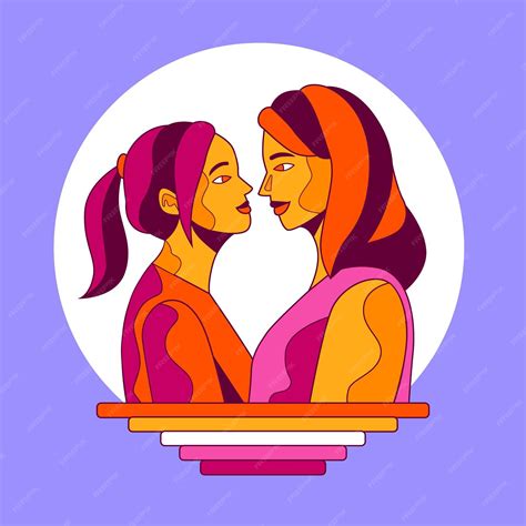 Premium Vector | Cartoon lesbian kiss illustration