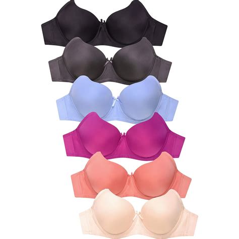 Womens 6 Pack of Everyday Plain, Lace, D, DD, DDD Cup Bra -Various