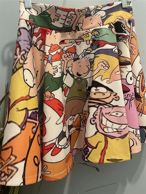 90s Nickelodeon Cartoons High Waisted SKATER Skirt Ra… - Gem