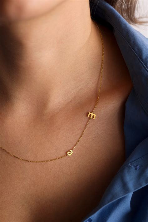 gold initial necklace personalized letter jewelry