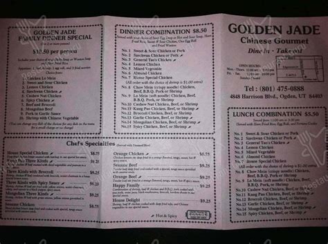 Menu at Golden Jade Restaurant, Ogden