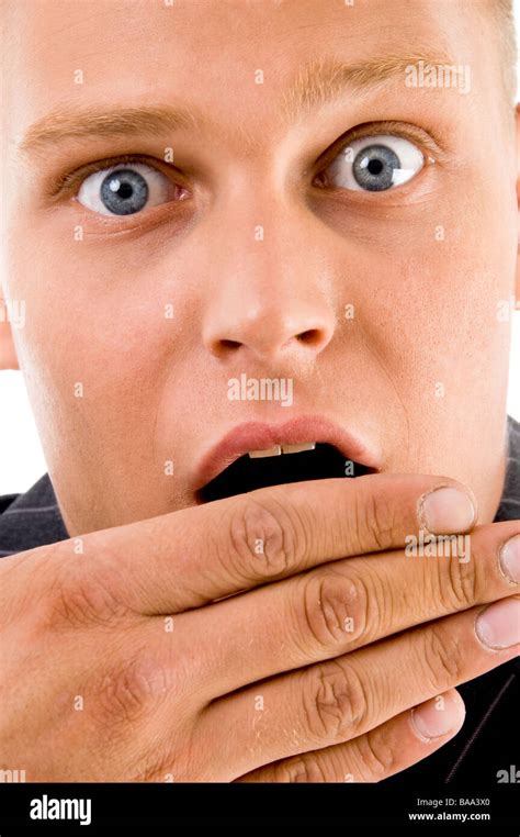 shocked young guy stock photo alamy